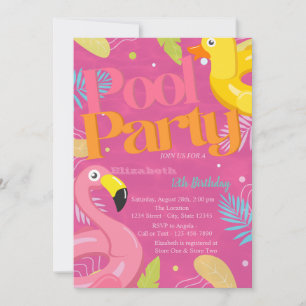 Schwimmbad Party Toys Tropical Blätter Geburtstag Einladung
