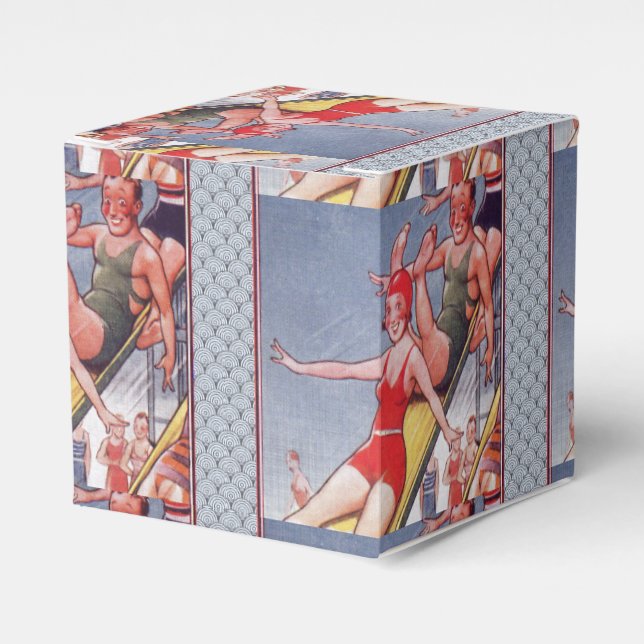 Schwimmbad Party Vintag Schwimmbad Sommer Geschenkschachtel (Vorderseite)