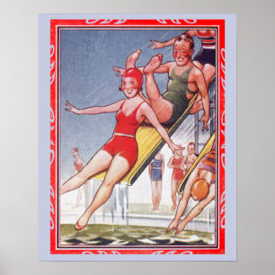 Schwimmbad Party Vintag Schwimmbad Sommer Poster