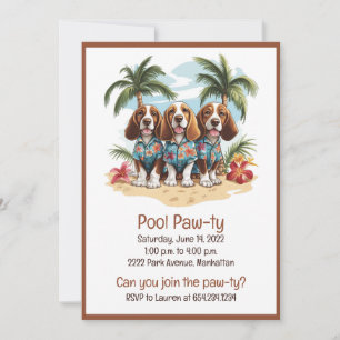Schwimmbad Pawty Basset Hound Hunde Hawaiianische Einladung
