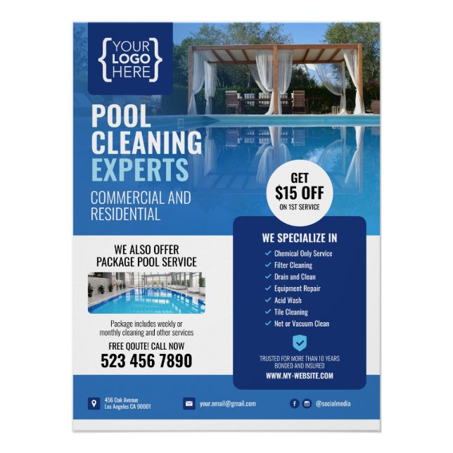 Schwimmbad Reinigungs-Service Glossy Poster (Vorderseite)