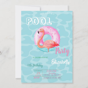 Schwimmbad-Schwimmflosse Rosa Flamingos Sommer-Geb Einladung