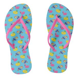 Schwimmbad schwimmt Gemusterter Blau- und Rosa Som Flip Flops