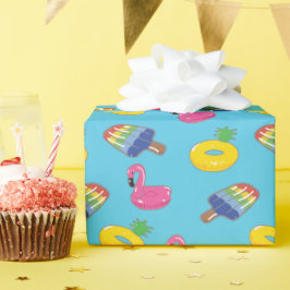 Schwimmbad schwimmt Gemusterter Blau- und Rosa Som Geschenkpapier