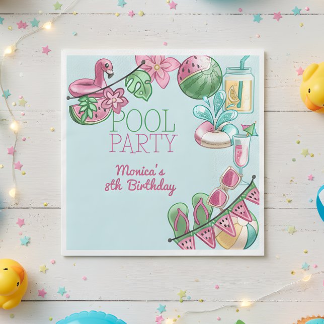 Schwimmbad Sommer Party Geburtstag Serviette (Von Creator hochgeladen)