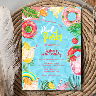 Schwimmbad Sommergetränke Geburtstag Erwachsenen P Einladung