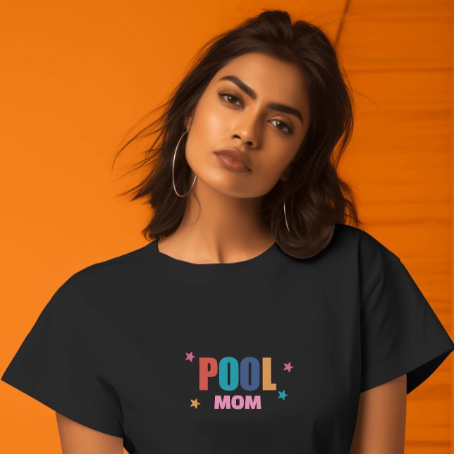 Schwimmbad Sommertypografie schwarze Mama T - Shir T-Shirt (Von Creator hochgeladen)