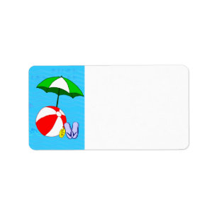 Schwimmbad-Strandball-Schirm Leer Adresse Etikett Adressaufkleber