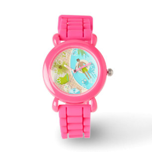 Schwimmbad-Typ auf tropischem Sommerstrand-Urlaub Armbanduhr