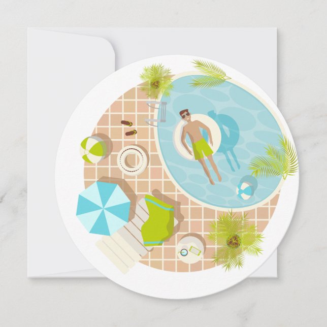 Schwimmbad Typ auf tropischen Sommerurlaub am Stra Einladung (Vorderseite)