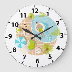 Schwimmbad Typ auf tropischen Sommerurlaub am Stra Große Wanduhr