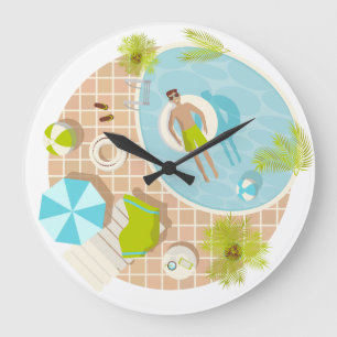 Schwimmbad Typ auf tropischen Sommerurlaub am Stra Große Wanduhr