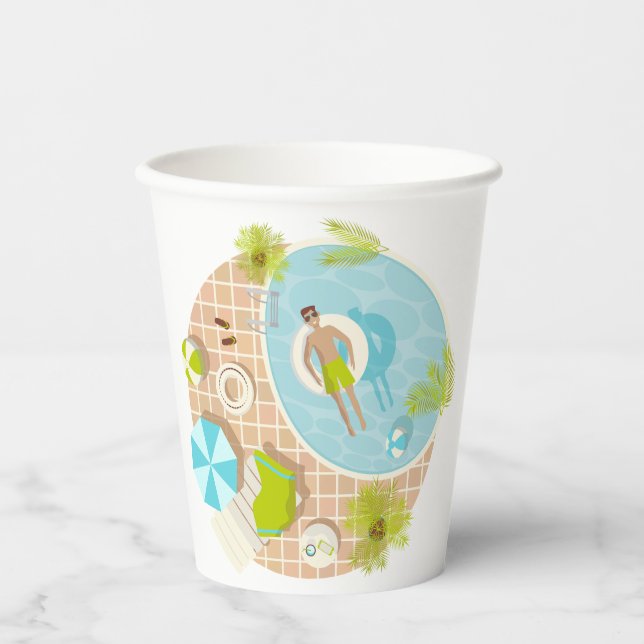 Schwimmbad Typ auf tropischen Sommerurlaub am Stra Pappbecher (Vorderseite)