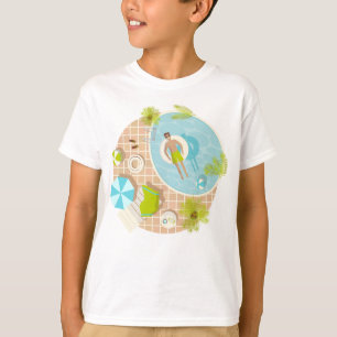 Schwimmbad Typ auf tropischen Sommerurlaub am Stra T-Shirt