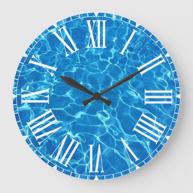 Schwimmbad Wasser Große Wanduhr (Vorderseite)