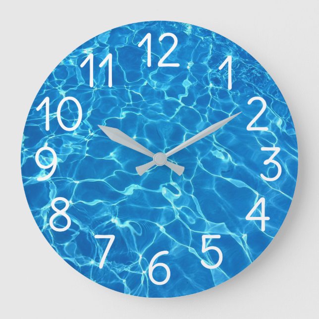 Schwimmbad Wasser Große Wanduhr (Vorderseite)