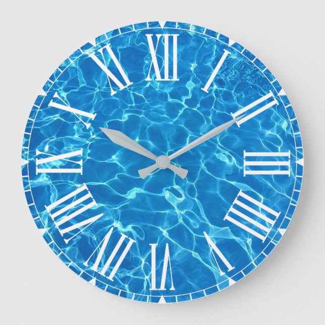 Schwimmbad Wasser Große Wanduhr (Vorderseite)