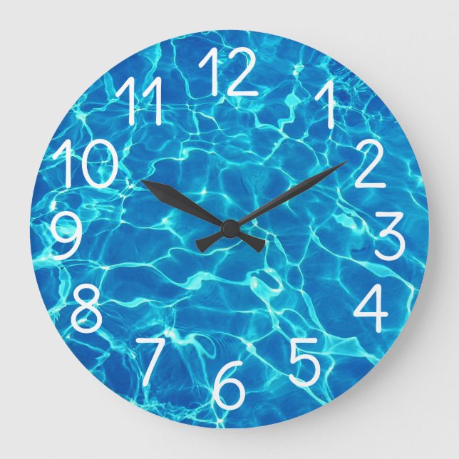Schwimmbad Wasser Große Wanduhr (Vorderseite)