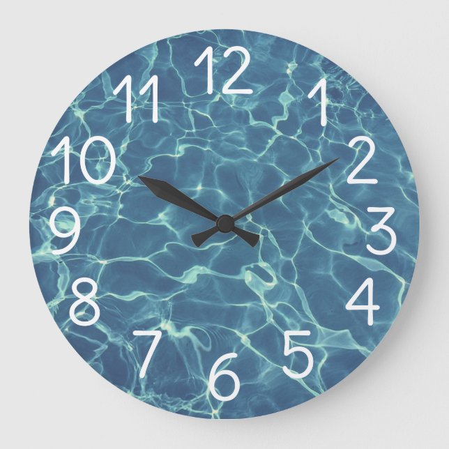 Schwimmbad Wasser Große Wanduhr (Vorderseite)