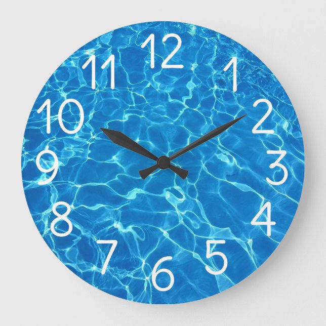 Schwimmbad Wasser Große Wanduhr (Vorderseite)