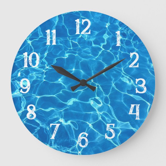 Schwimmbad Wasser Große Wanduhr (Vorderseite)