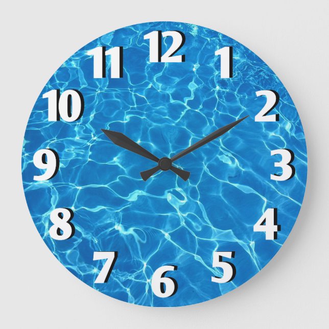 Schwimmbad Wasser Große Wanduhr (Vorderseite)