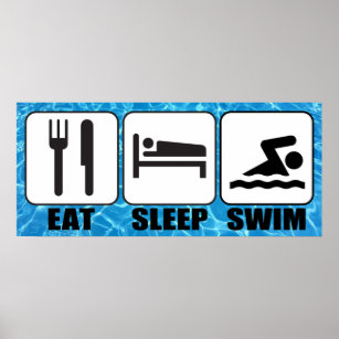 Schwimmbad/Wasserzentrum "Essen, schlafen, schwimm Poster