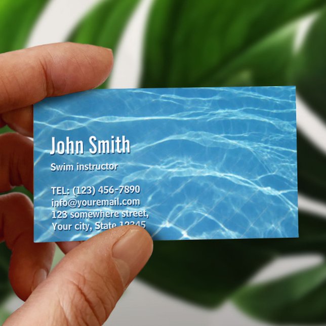 Schwimmbad Water Swim Instructor Business Card Visitenkarte (Von Creator hochgeladen)