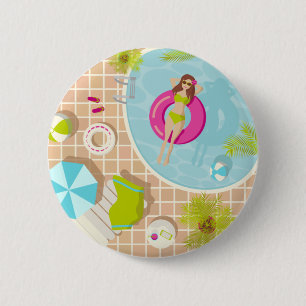 Schwimmbäder in Bikini Sommerstrand Button