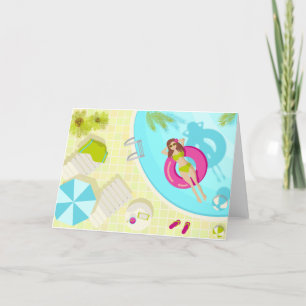 Schwimmbäder in Bikini Sommerstrand Dankeskarte