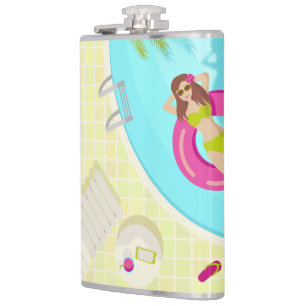 Schwimmbäder in Bikini Sommerstrand Flachmann