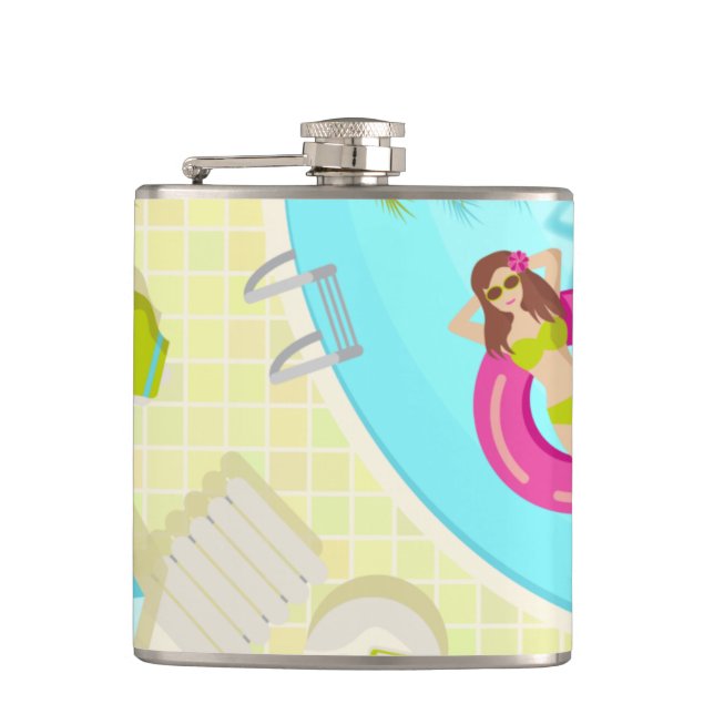 Schwimmbäder in Bikini Sommerstrand Flachmann (Vorderseite)
