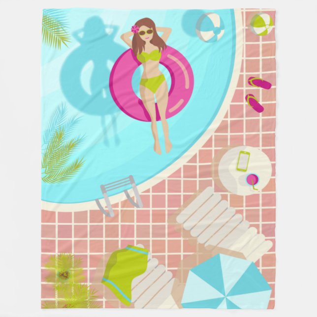 Schwimmbäder in Bikini Sommerstrand Fleecedecke (Vorderseite)