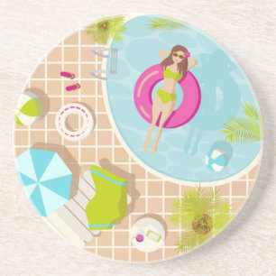 Schwimmbäder in Bikini Sommerstrand Getränkeuntersetzer
