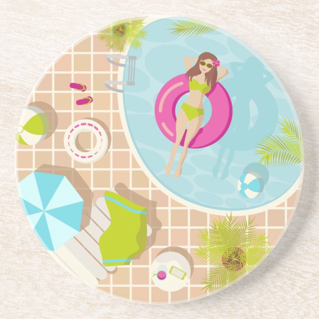 Schwimmbäder in Bikini Sommerstrand Getränkeuntersetzer (Vorne)