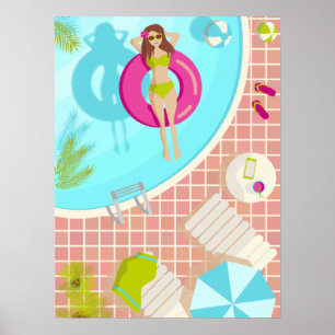 Schwimmbäder in Bikini Sommerstrand Poster