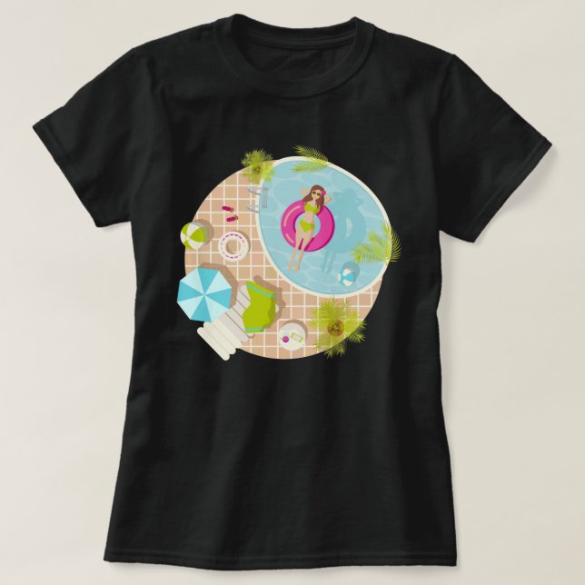 Schwimmbäder in Bikini Sommerstrand T-Shirt (Design vorne)