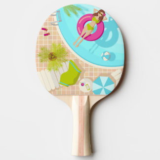 Schwimmbäder in Bikini Sommerstrand Tischtennis Schläger