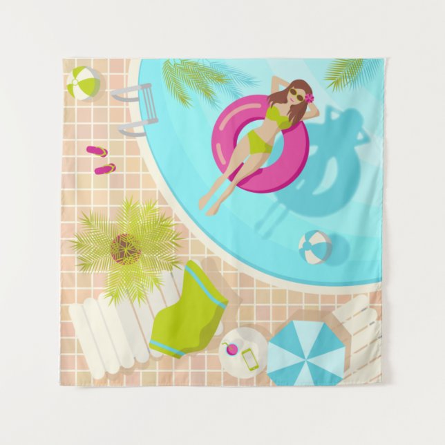 Schwimmbäder in Bikini Sommerstrand Wandteppich (Vorderseite)