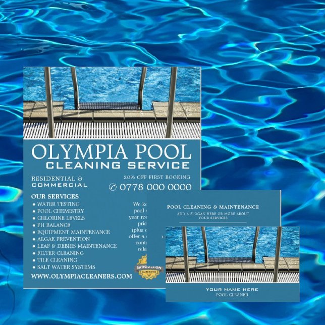 Schwimmbadleiter, Poolreinigung Werbung Flyer (Von Creator hochgeladen)