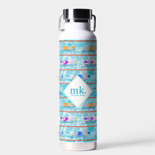 Schwimmbadschwimmbecken Teammuster Monogramm Trinkflasche