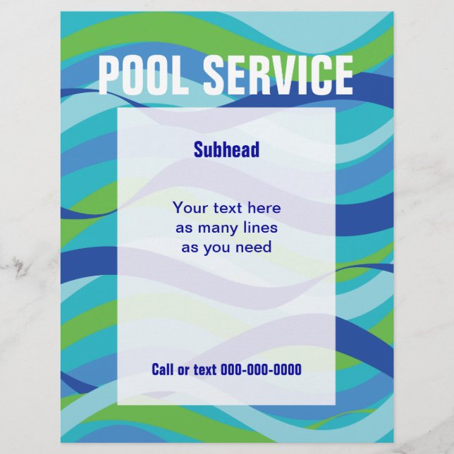 Schwimmbadservice mit individuellem Text Flyer (Vorne)