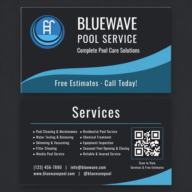 Schwimmbadservice-QR-Code Professional Visitenkarte (Von Creator hochgeladen)