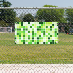 Schwimmbecken, grüne Mosaikfliesen, geometrisches Banner