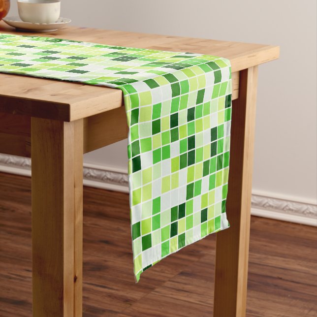 Schwimmbecken, grüne Mosaikfliesen, geometrisches  Kurzer Tischläufer (Beispiel)