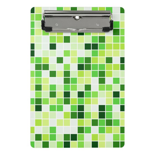 Schwimmbecken, grüne Mosaikfliesen, geometrisches  Mini Klemmbrett (Vorderseite)