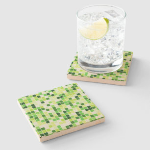 Schwimmbecken, grüne Mosaikfliesen, geometrisches Steinuntersetzer