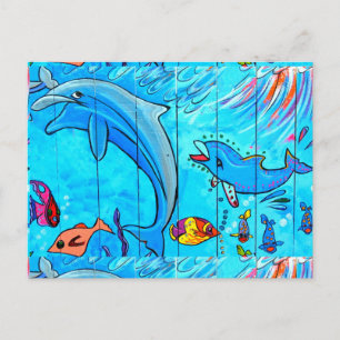 Schwimmdelphine Postkarte