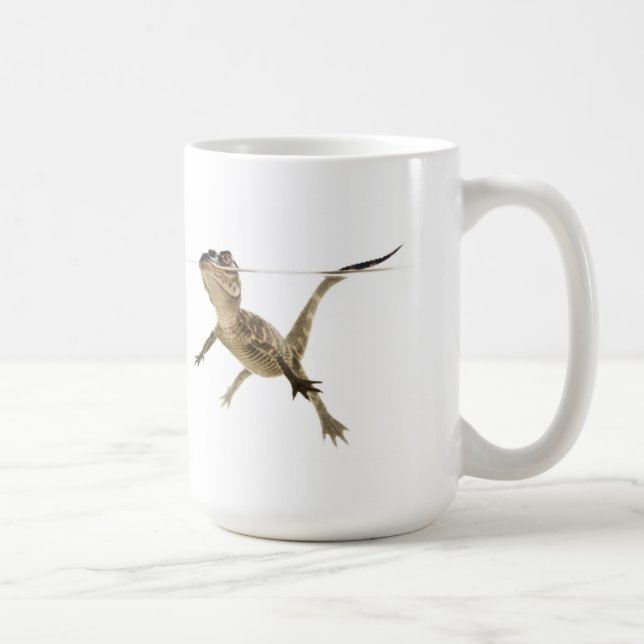 Schwimmen-Alligator auf weißer Hintergrund-Tasse Kaffeetasse (Rechts)