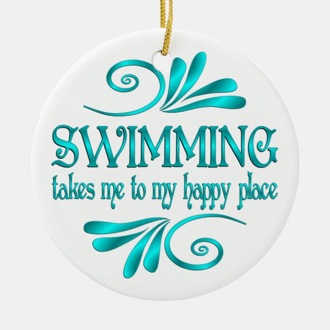 Schwimmen am schönen Ort Keramik Ornament (Vorne)